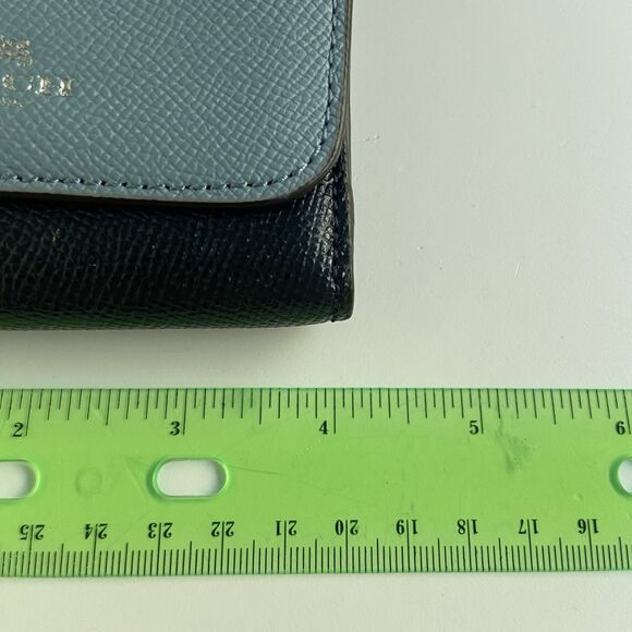 Coach Color Block Geometric Small Wallet Silver/Midnight Blue Multi/Red F57825 - Picture 7 of 9